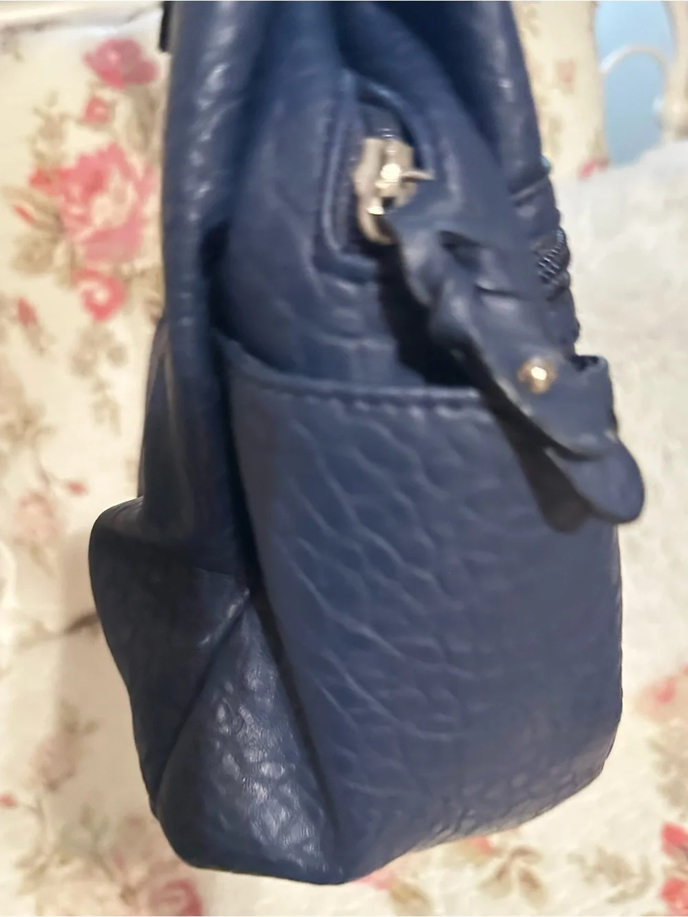 Rosetti Dark Blue Faux-Leather Shoulder Bag